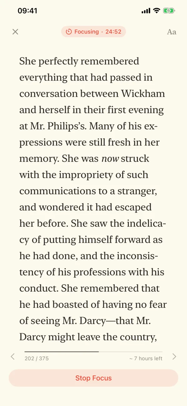 Reading on iPhone during a Focus session